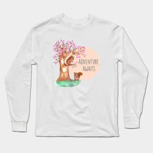 adventure awaits, squirrel in the tree Long Sleeve T-Shirt